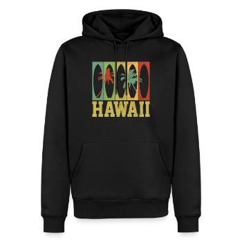 Souvenir de surfeur Aloha d’Hawaï - Sweat à capuche Premium bio Homme - noir - Devant - Nico (187cm)