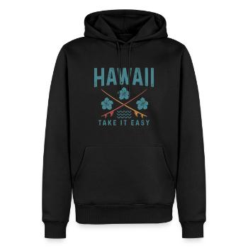 Souvenir de surfeur Aloha d’Hawaï - Sweat à capuche Premium bio Homme - noir - Devant - Nico (187cm)