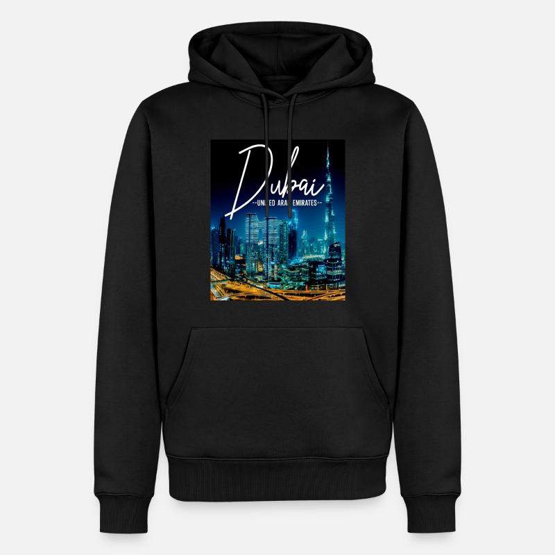 Dubai Skyline UAE Souvenir - Männer Premium Bio Hoodie - Schwarz