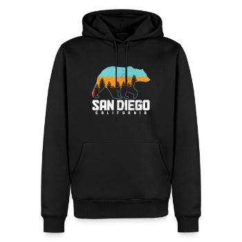 San Diego Californie Vintage Souvenir - Sweat à capuche Premium bio Homme - noir - Devant - Nico (187cm)