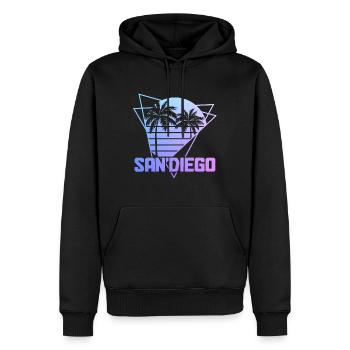 San Diego Kalifornien Retro Souvenir - Männer Premium Bio Hoodie - Schwarz - Vorne - Nico (187cm)