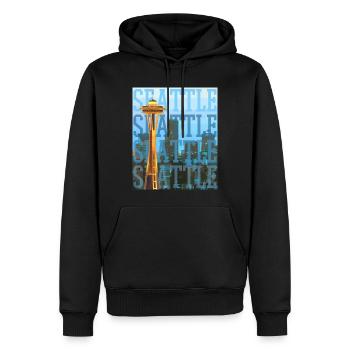 Seattle Washington Souvenir Geschenk - Männer Premium Bio Hoodie - Schwarz - Vorne - Nico (187cm)