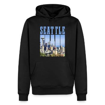 Seattle Washington Souvenir Geschenk - Männer Premium Bio Hoodie - Schwarz - Vorne - Nico (187cm)
