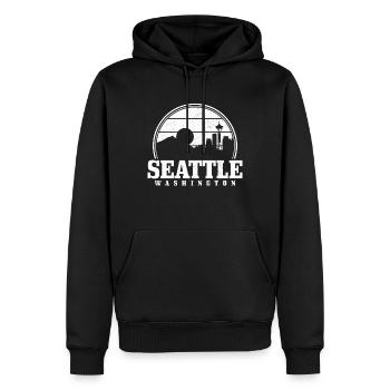 Seattle Washington Souvenir Geschenk - Männer Premium Bio Hoodie - Schwarz - Vorne - Nico (187cm)