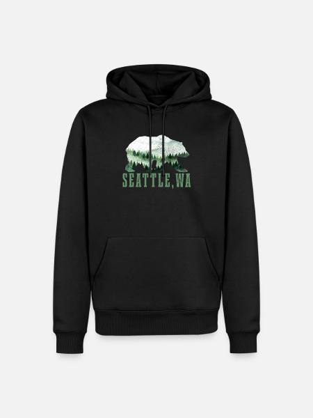 Seattle Washington Souvenir Gift - Men’s Premium Organic Hoodie - black