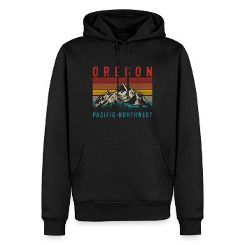 Oregon - Männer Premium Bio Hoodie - Schwarz - Vorne - Nico (187cm)