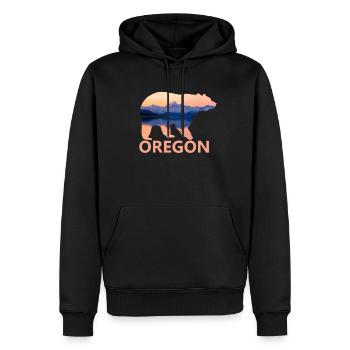 Oregon - Männer Premium Bio Hoodie - Schwarz - Vorne - Nico (187cm)