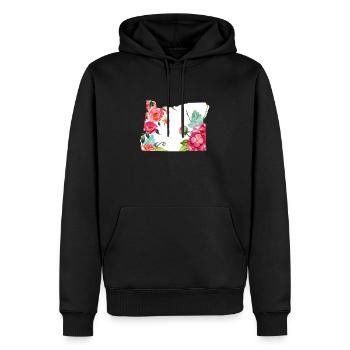 Oregon - Männer Premium Bio Hoodie - Schwarz - Vorne - Nico (187cm)