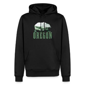 Oregon - Männer Premium Bio Hoodie - Schwarz - Vorne - Nico (187cm)