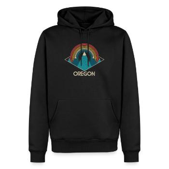 Oregon - Männer Premium Bio Hoodie - Schwarz - Vorne - Nico (187cm)