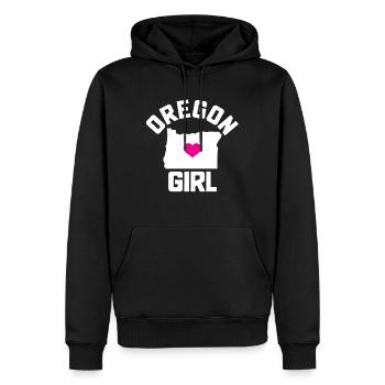 Oregon Girl - Männer Premium Bio Hoodie - Schwarz - Vorne - Nico (187cm)