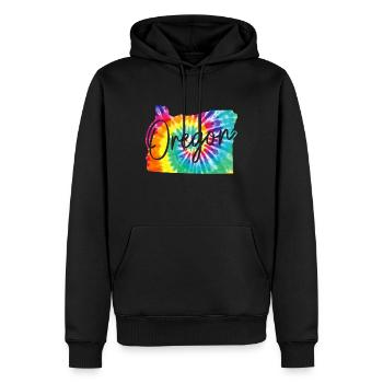 Oregon - Männer Premium Bio Hoodie - Schwarz - Vorne - Nico (187cm)