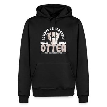 Otter - Männer Premium Bio Hoodie - Schwarz - Vorne - Nico (187cm)
