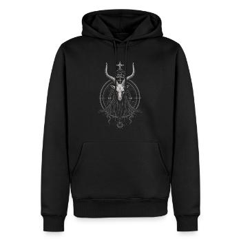 Chèvre Baphomet - Sweat à capuche Premium bio Homme - noir - Devant - Nico (187cm)