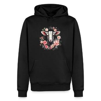 Cadeau floral de chèvre - Sweat à capuche Premium bio Homme - noir - Devant - Nico (187cm)