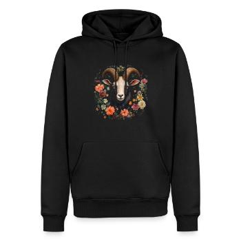 Cadeau floral de chèvre - Sweat à capuche Premium bio Homme - noir - Devant - Nico (187cm)