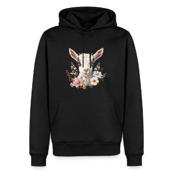Cadeau floral de chèvre - Sweat à capuche Premium bio Homme - noir - Devant - Nico (187cm)