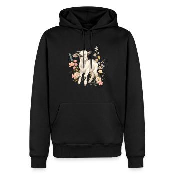 Cadeau floral de chèvre - Sweat à capuche Premium bio Homme - noir - Devant - Nico (187cm)