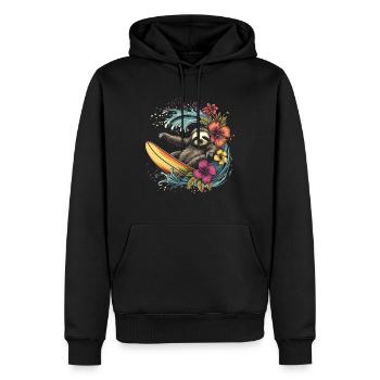 Paresseux surfeur drôle cadeau - Sweat à capuche Premium bio Homme - noir - Devant - Nico (187cm)