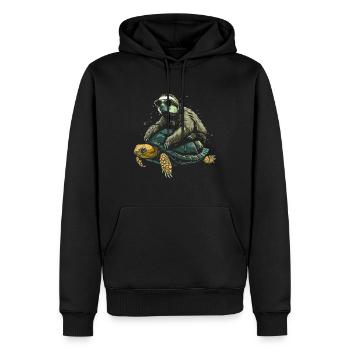Sloth Turtle Funny Gift - Men’s Premium Organic Hoodie - black - Front - Nico (187cm)