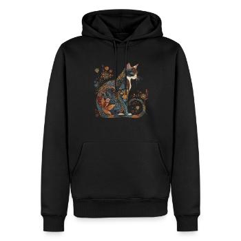 Katze Blumen Muster Lustiges Geschenk - Männer Premium Bio Hoodie - Schwarz - Vorne - Nico (187cm)