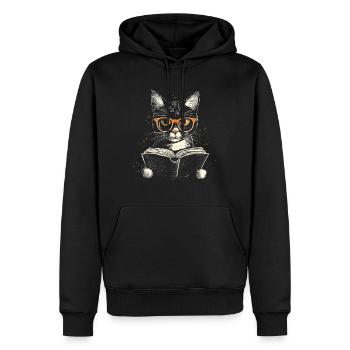 Katze Buch Lesen Lustiges Geschenk - Männer Premium Bio Hoodie - Schwarz - Vorne - Nico (187cm)