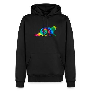 Chat Maine Coon Tie Dye - Sweat à capuche Premium bio Homme - noir - Devant - Nico (187cm)