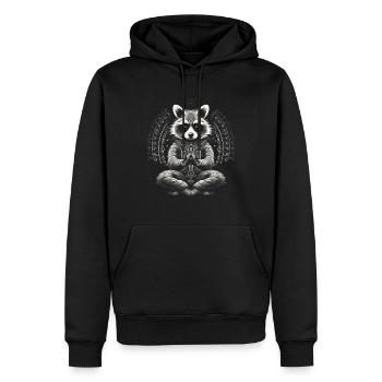 Waschbär Buddhist Yoga Lustig Geschenk - Männer Premium Bio Hoodie - Schwarz - Vorne - Nico (187cm)