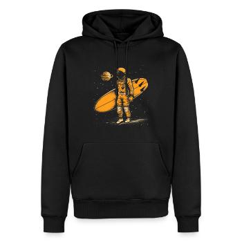Surfer Astronaut Gift Vintage Surfing - Men’s Premium Organic Hoodie - black - Front - Nico (187cm)