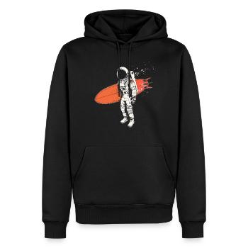 Surfer Astronaut Gift Vintage Surfing - Men’s Premium Organic Hoodie - black - Front - Nico (187cm)
