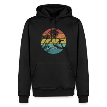 Surfing Vintage surfeur cadeau - Sweat à capuche Premium bio Homme - noir - Devant - Nico (187cm)