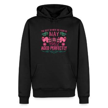 Mai 1962 Geburtstagsfrau Mai 1962 Retro - Männer Premium Bio Hoodie - Schwarz - Vorne - Nico (187cm)