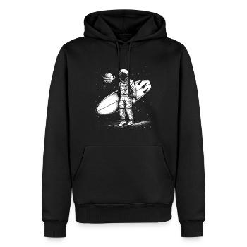 Surfing Astronaut Vintage Surfer Gift - Men’s Premium Organic Hoodie - black - Front - Nico (187cm)