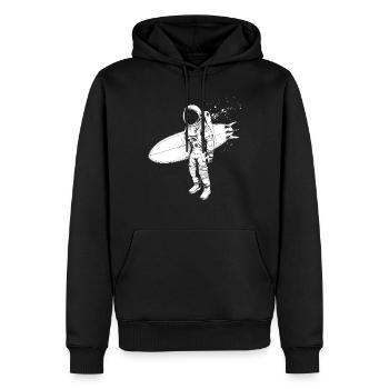 Surfing Astronaut Surfer Gift - Men’s Premium Organic Hoodie - black - Front - Nico (187cm)