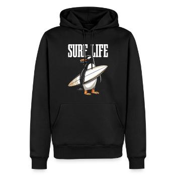 Surfen Pinguin Lustig Surfer Geschenk - Männer Premium Bio Hoodie - Schwarz - Vorne - Nico (187cm)