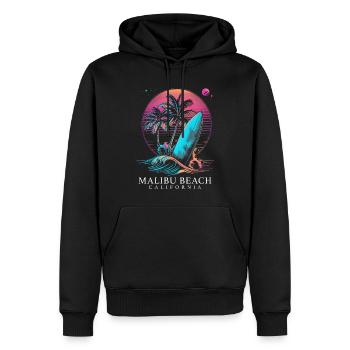 Malibu Beach Californie Surf Surfeur - Sweat à capuche Premium bio Homme - noir - Devant - Nico (187cm)