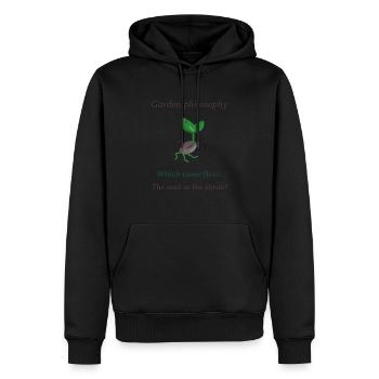 Garden Philosophy design - Men’s Premium Organic Hoodie - black - Front - Nico (187cm)