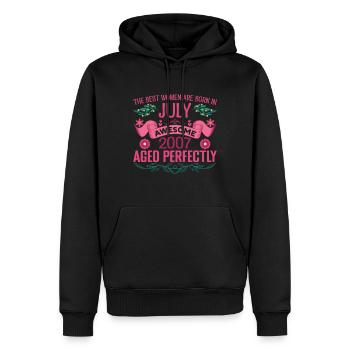 Juillet 2007 anniversaire femme Juillet 2007 - Sweat à capuche Premium bio Homme - noir - Devant - Nico (187cm)