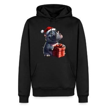Nilpferde Weihnachten - Männer Premium Bio Hoodie - Schwarz - Vorne - Nico (187cm)