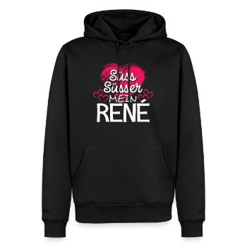 RENÉ - süss - Männer Premium Bio Hoodie - Schwarz - Vorne - Nico (187cm)