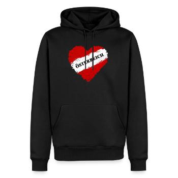 I Liebe Österreich Flagge Herz - Männer Premium Bio Hoodie - Schwarz - Vorne - Nico (187cm)
