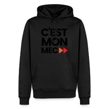 C'est mon mec - Sweat à capuche Premium bio Homme - noir - Devant - Nico (187cm)