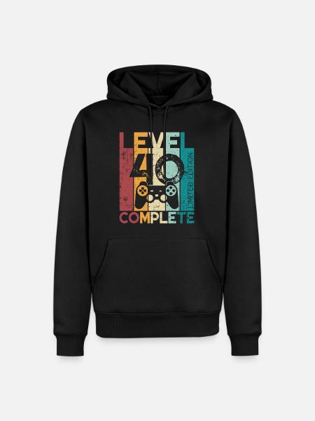 40 Compleanno Livello 40 Regalo completo di 40 anni - Felpa con cappuccio ecologica premium da uomo - nero