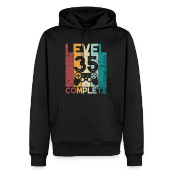 35 Geburtstag Level 35 Complete 35 Jahre Geschenk - Männer Premium Bio Hoodie - Schwarz - Vorne - Nico (187cm)