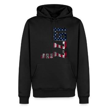 ÉDITION LIMITÉE 1977 USA 49E ANNIVERSAIRE - Sweat à capuche Premium bio Homme - noir - Devant - Nico (187cm)