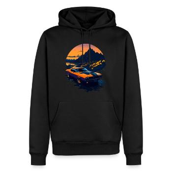 Voiture de sport classique - Sweat à capuche Premium bio Homme - noir - Devant - Nico (187cm)