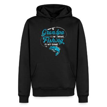 Opa ist mein Name Angeln ist mein Spiel - Männer Premium Bio Hoodie - Schwarz - Vorne - Nico (187cm)