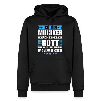 Ich bin Musiker und nicht Gott - Männer Premium Bio Hoodie - Schwarz - Vorne - Nico (187cm)