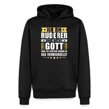 Ich bin Ruderer und nicht Gott - Männer Premium Bio Hoodie - Schwarz - Vorne - Nico (187cm)