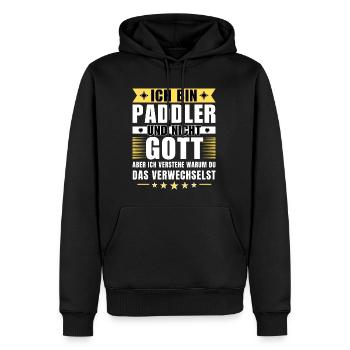 Ich bin Paddler und nicht Gott - Männer Premium Bio Hoodie - Schwarz - Vorne - Nico (187cm)